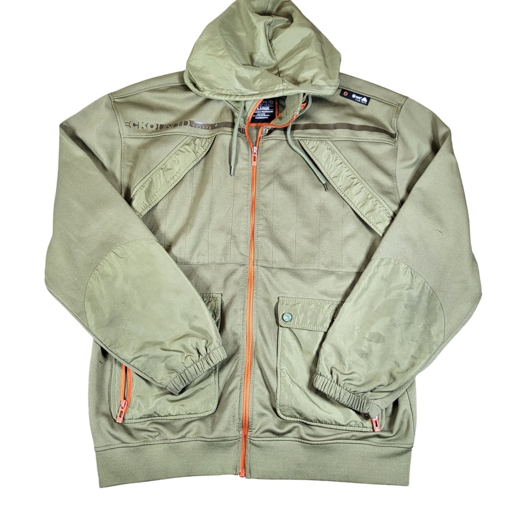 Ecko Unltd. Olive Green‎ Full Zip Hooded Jacket Mens XL Defined By Design Read*